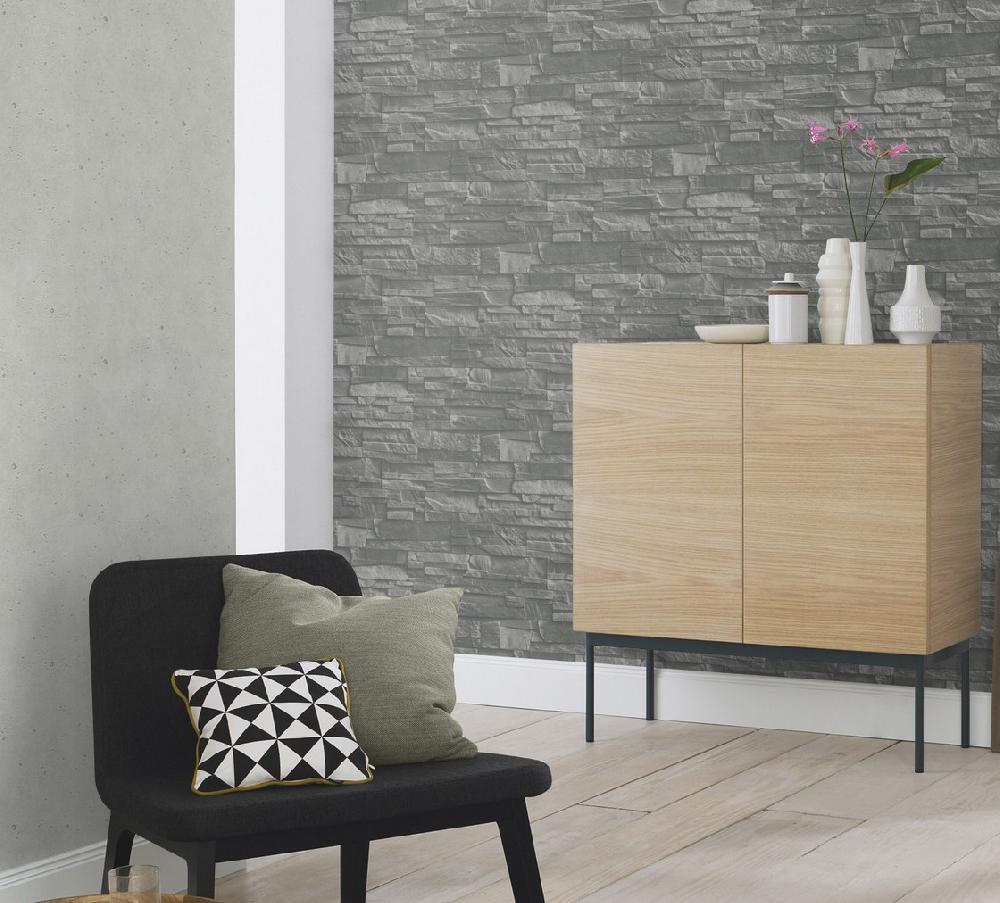 475029 Rasch Factory II Grey Brick 3D Effect Wallpaper - Image 5