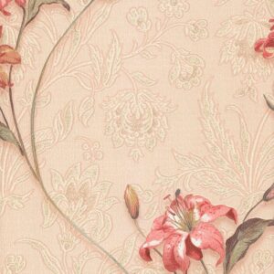 3828 Zambaiti Pink Floral Design on Cream Textured Wallpaper