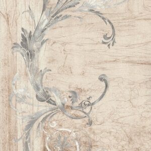 5372 Zambaiti Grey Floral on Cream Textured Wallpaper